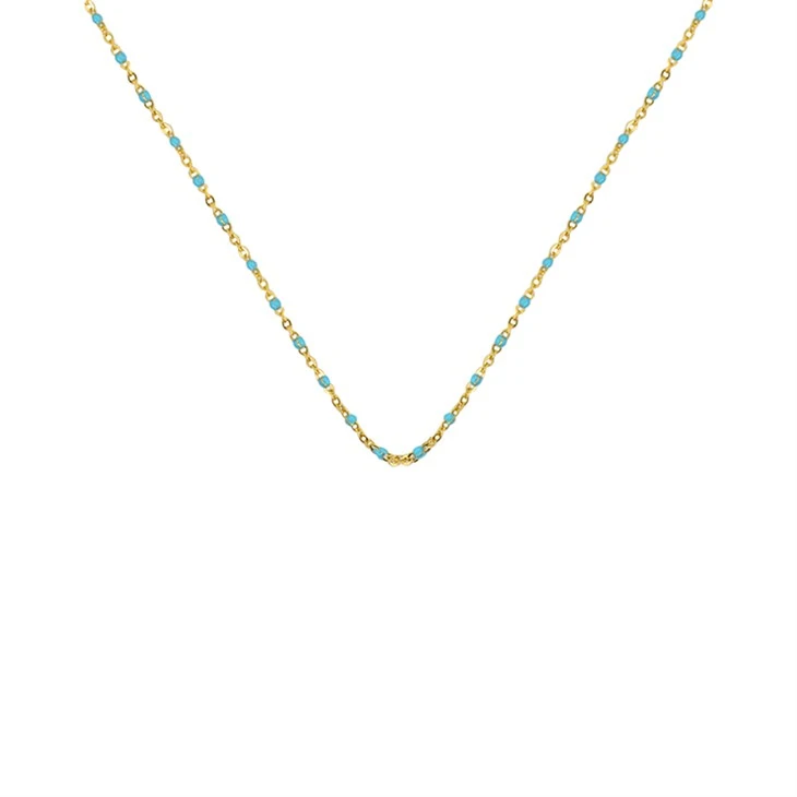Blue Beaded Cable Chain Necklace