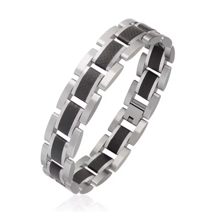 Custom Black Carbon Fiber Stainless Steel Fashion Jewelry Bracelets Mens Custom Black Carbon Fiber Stainless Steel Fashion Jewelry Bracelets Mens