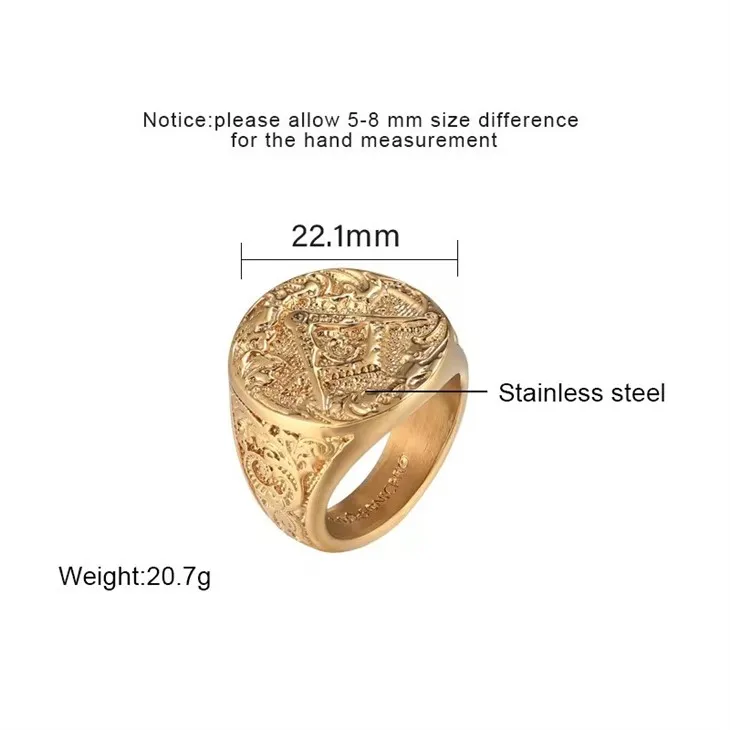 Gold Plated Ring Jewelry For Men Stainless Steel Rings