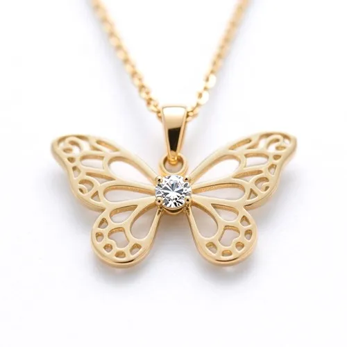 14kGold Diamond Butterfly Pendant Necklace 14kGold Diamond Butterfly Pendant Necklace