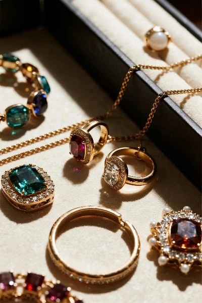 colorful-gemstone-gold-plated-jewelry-collection-display colorful-gemstone-gold-plated-jewelry-collection-display