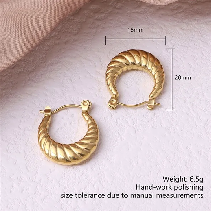 Stainless Steel PVD Plated Chunky Spiral Hoop Earrings high quality